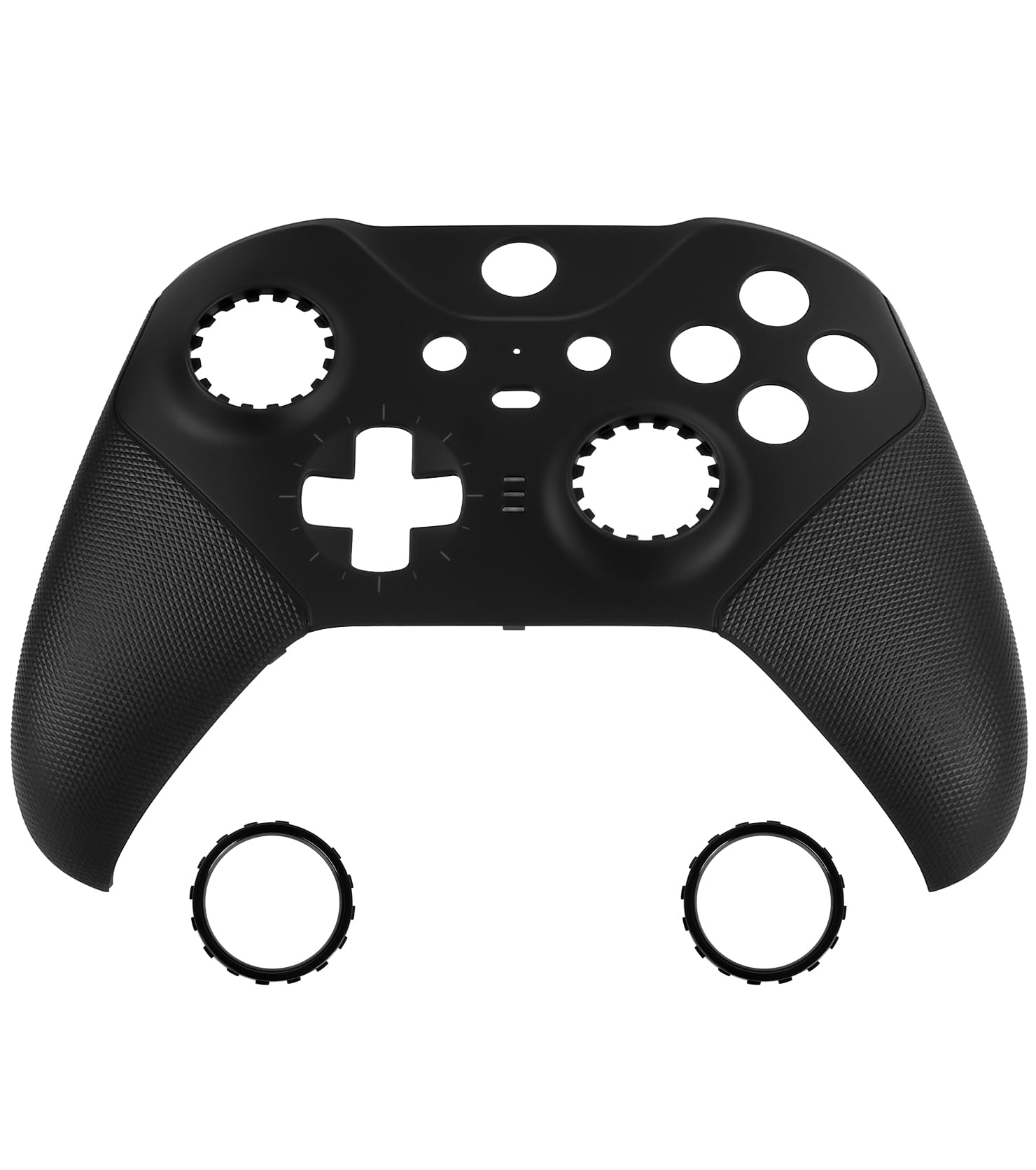 Replacement Faceplate Cover Front Housing Shell Repair Accessories Kit for Xbox One Elite Controller Series 2 Included Joystick Rings Black