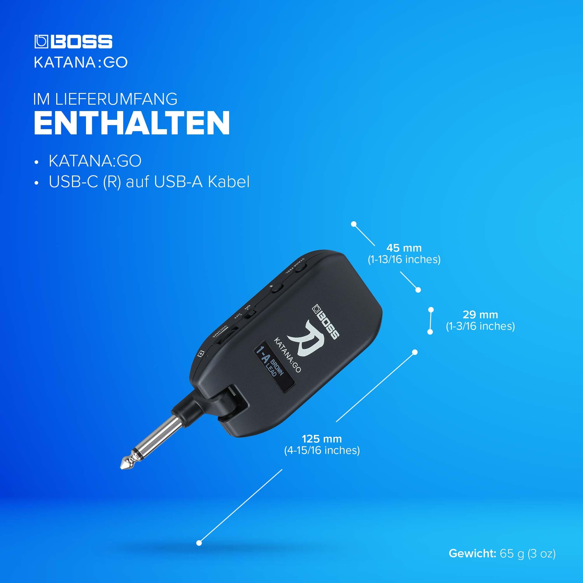 BOSS Katana:GO, Personal Headphone Amplifier für Gitarre & Bass, Spielfertige Sounds aus den Katana Bühnenverstärkern, Innovative Raumklangtechnologie, Bearbeite Sounds & streame Backingtracks