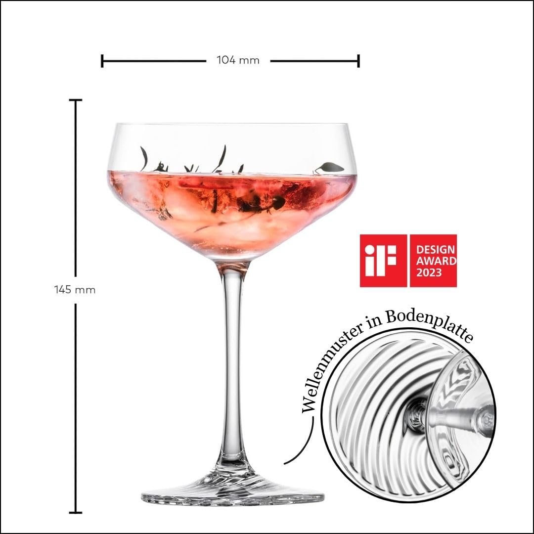 Zwiesel Glas Set di 4 ciotole da cocktail Echo, moderni bicchieri da cocktail con base speciale, lavabili in lavastoviglie, Made in Germany (Art. n. 123384)