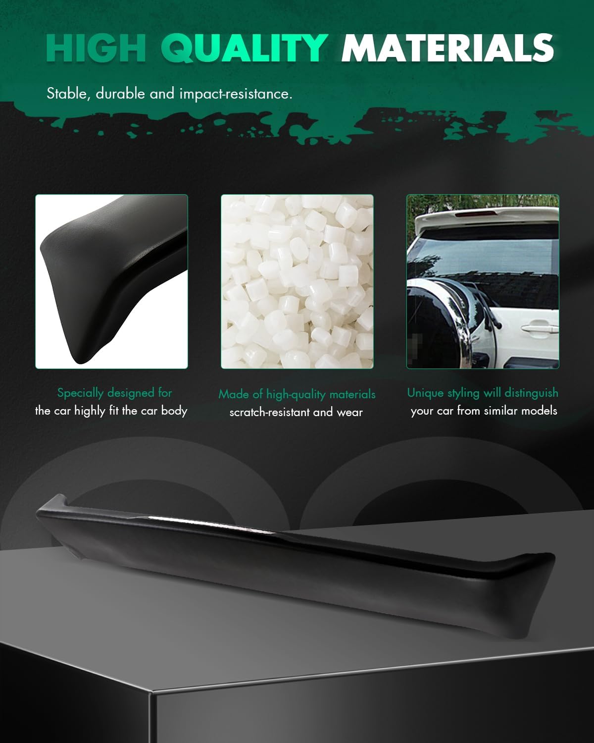 SCITOO Roof Spoiler Fits for 2003-2009 for Lexus GX470 Matte Black Factory Style Rear Roof Window Spoiler Wing with 3rd Brake Light
