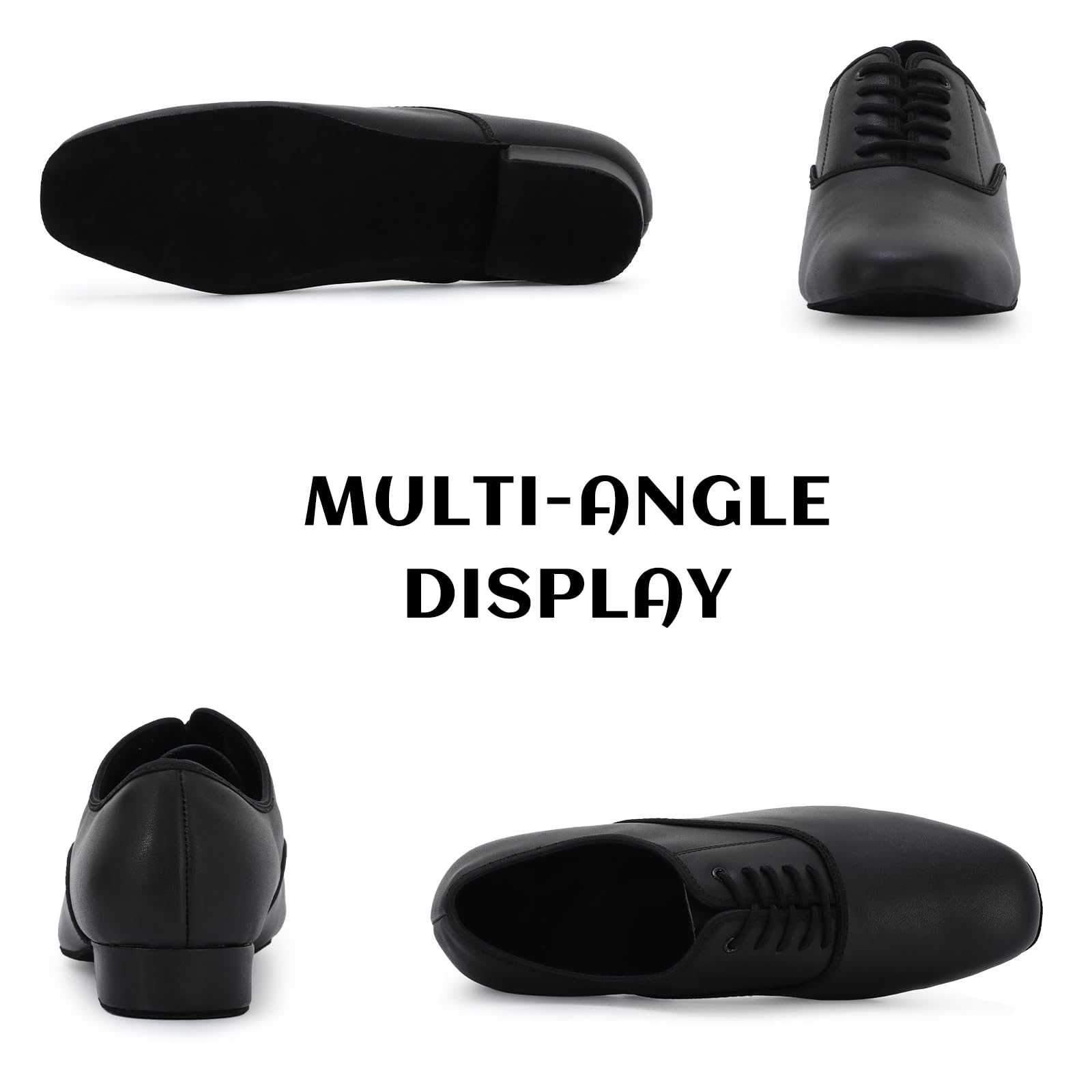 Zapatos de Baile Latino Hombre de Tacón Bajo Práctica Danza Zapatos 2.5 cm, Negro