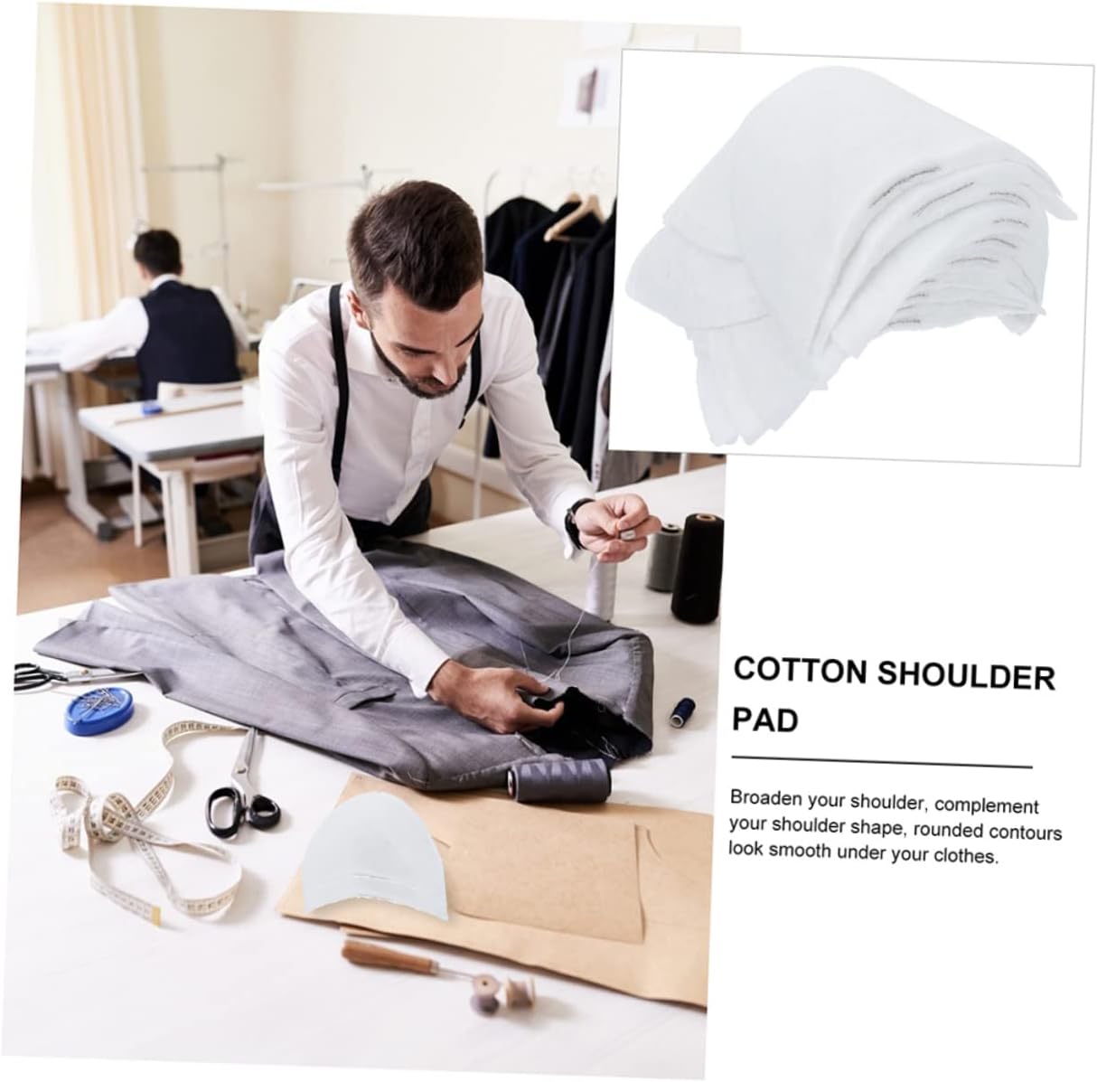 NUOBESTY 50pairs Shoulder Pads for Men Women Comfortable Breathable Cotton Shoulder Inserts Shirts Coats and Suits Washable Reusable Padding Shape