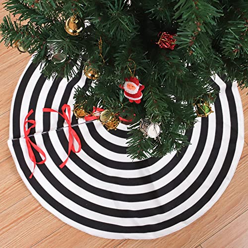 Mimbcb Christmas Tree Skirt, Black And White Tree Skirt Print Stripe Farmhouse Modern Christmas Tree Skirt Mat Cover Ornaments For Christmas Holiday Party -36Inch #TOP4