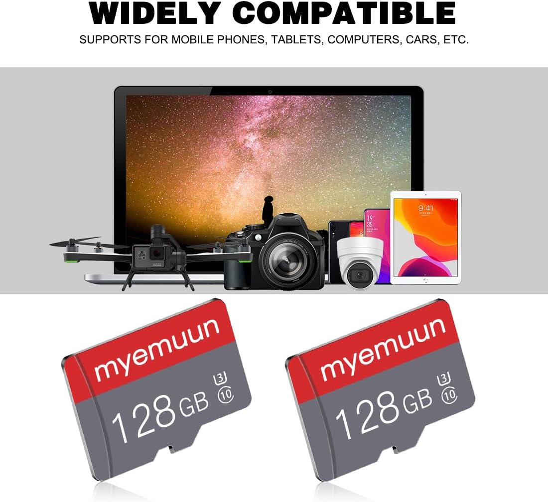 Two Pack Memory Card TF Card 128GB with Adapter, C10 UHS-1 A1, Micro Digital Card‌ for Smartphone/Printer/Personal Computer/Gaming Console/Tablet (2 x 128GB)