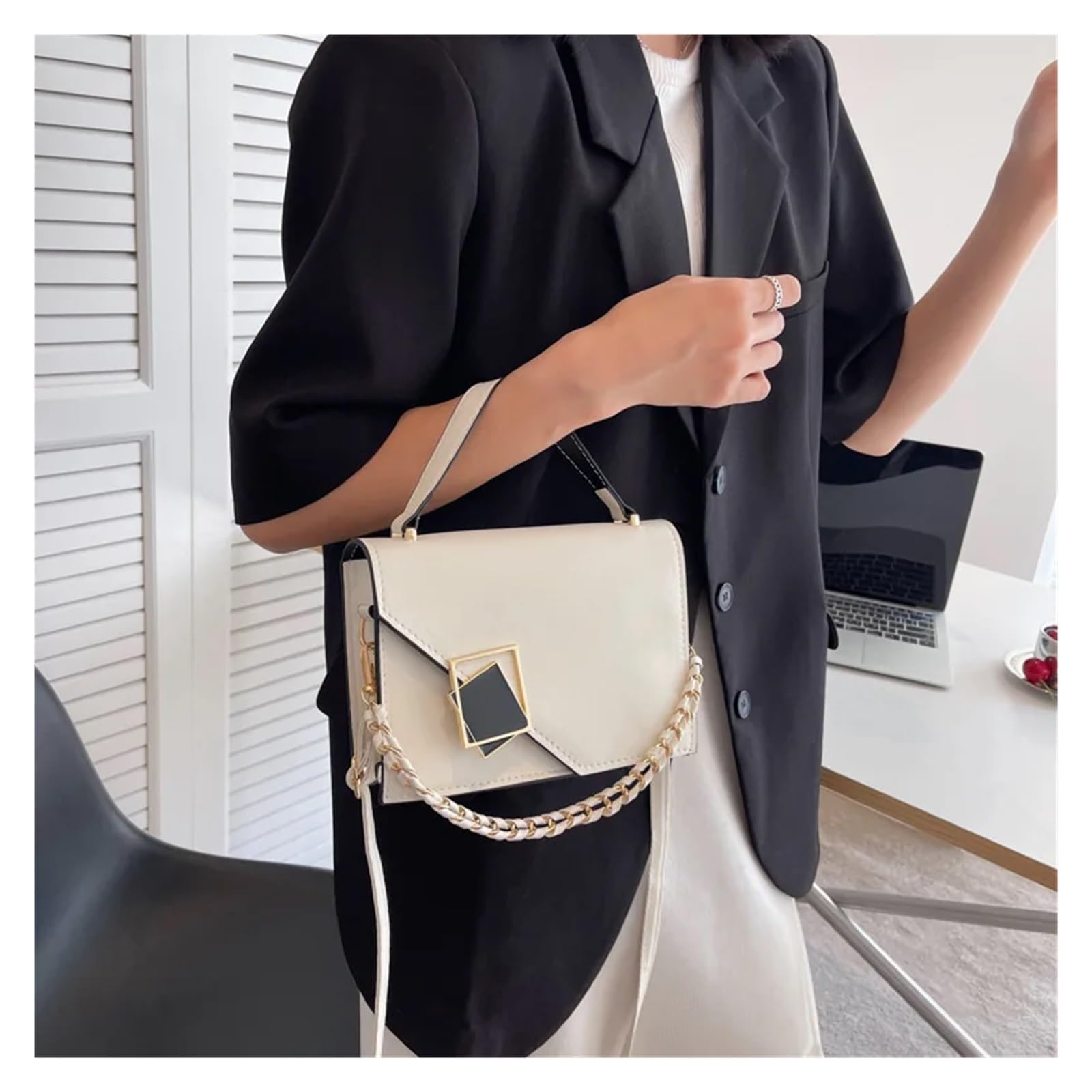 Bolso de Diseñador de Bolsos Retro for mujer, bolso de hombro for axila, cadena, bandolera con solapa for chica, bolsos cuadrados pequeños for mujer Adecuado Para Viajar, Fiesta, Trabajo(Black 1)
