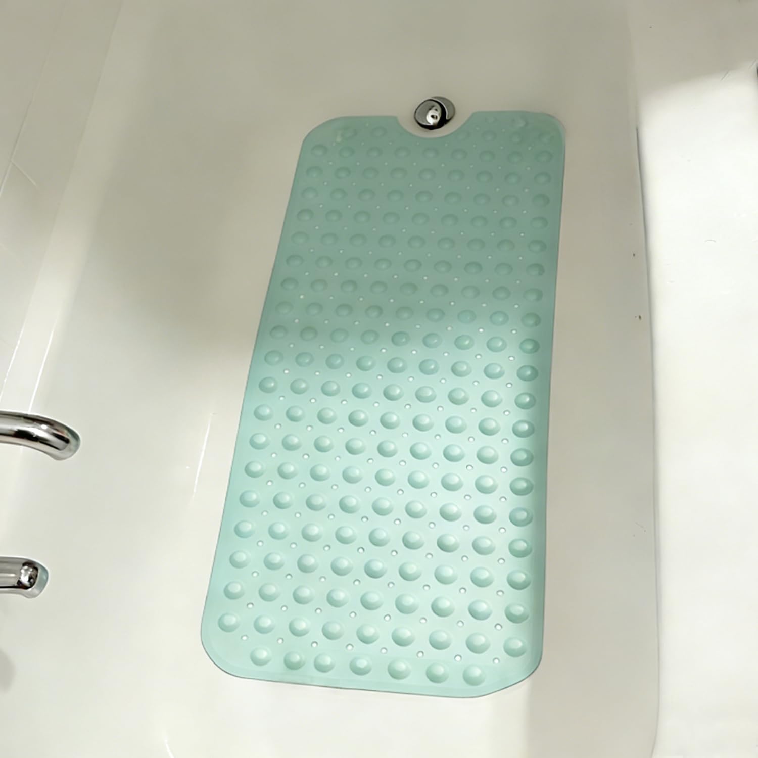 Non Slip Bathtub Mat, 40 x 16 Inch Extra Long Soft Shower Mats, Machine Washable Bath mat with Drain Holes and Suction Cups, Bathroom Essentials for Tub and Smooth Shower Floors, MARRS Green