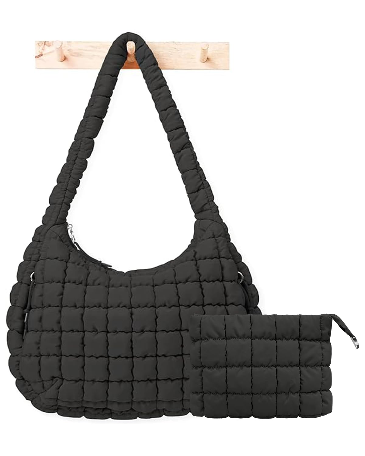 Puffer Crossbody Tote Bag for Women - Hobo Quilted Tote Bag - Soft Fluffy Lightweight for Women Everyday Work Travel