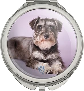 GRAPHICS & MORE Schnauzer Puppy On Pink Compact Travel Purse Handbag Makeup Mirror