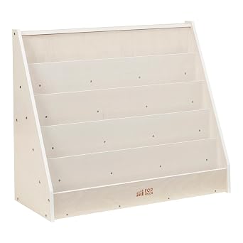 ECR4Kids 5-Shelf Wooden Book Display, Single-Sided Bookshelf, White Wash