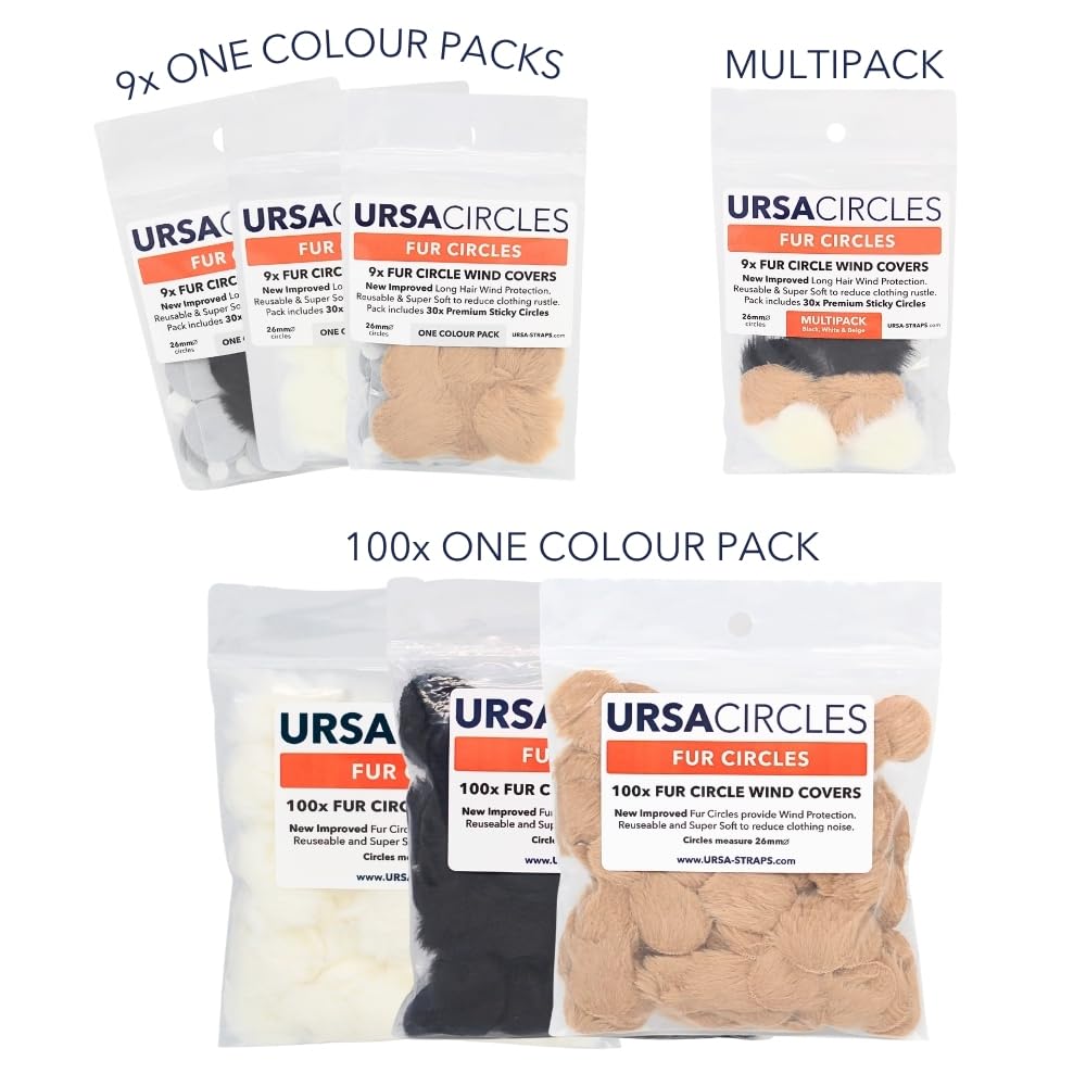URSA Fur Circles - Mini Windshields for Lavalier/Lapel Microphones. Reduce Wind Noise & Clothing Rustle. (100x Circles, Black)