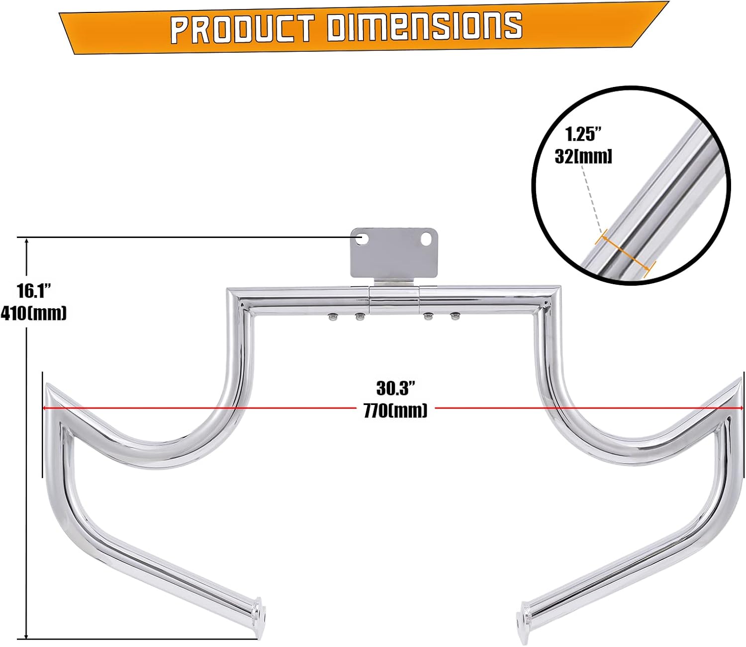Kinglemc Crash Bar Engine Guard Highway Freeway Bar for Yamaha VStar dragstar 400 650 (Mustache Silver)