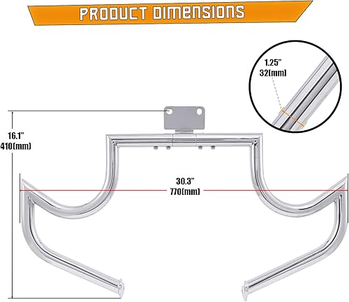 Miniatura 5 de Kinglemc Barra de Choque Protector de Motor para Carretera Yamaha VStar dragstar 400 650 (Bigote Plateado)