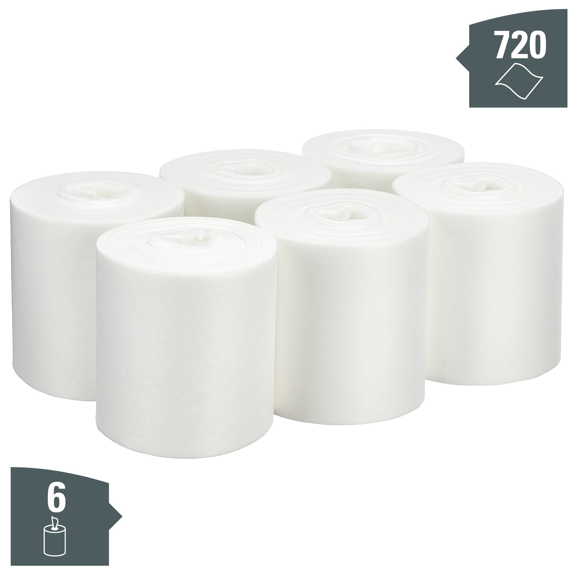 WypAll Wettask fusselarme Reinigungstücher für Lösungsmittel 7753 – industrielle Reinigungstücher – 6 Rollen x 120 weiße Reinigungstücher (insg. 720)