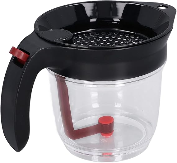Fat Separator Measuring Cup, 4 Cup Gravy Separator and Strainer with