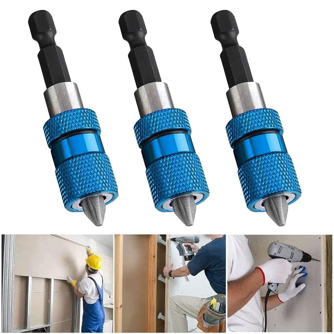Portapunte da 3 Pezzi - per cartongesso Punta per cartongesso Magnetico Portapunte Magnetico con Codolo Esagonale da 1/4 di Pollice Impostazione di Cambio rapido per Costruzioni di Pavimenti