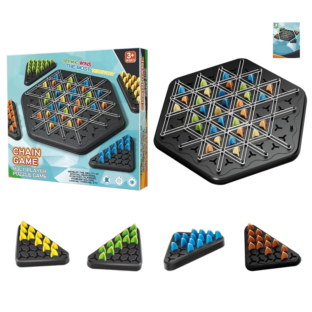 KUWUNG Triggle Game, Board Games Kids, Funny Chain Triangle Game, Genius Square Game, Educational Brain Teaser & Puzzle, Triangle Chess Board Game For Kids Adult Family Party