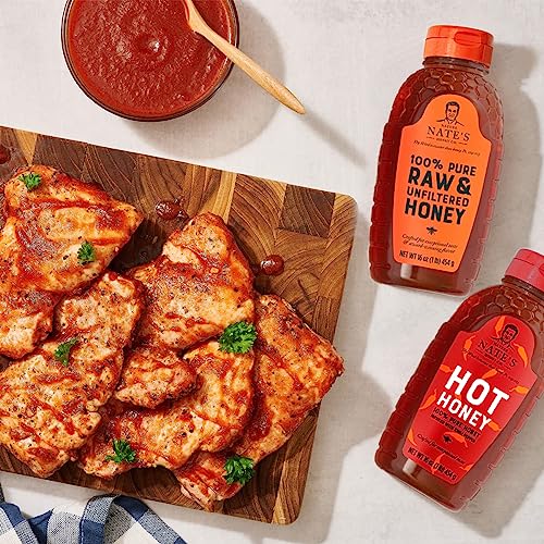 Nate’s Holiday Honey Bundle, 2 Honey Products, Hot Honey + Raw & Unfiltered Honey, Perfect For Gifting, Holiday Recipe Ingredients, 16Oz X 2 #TOP1