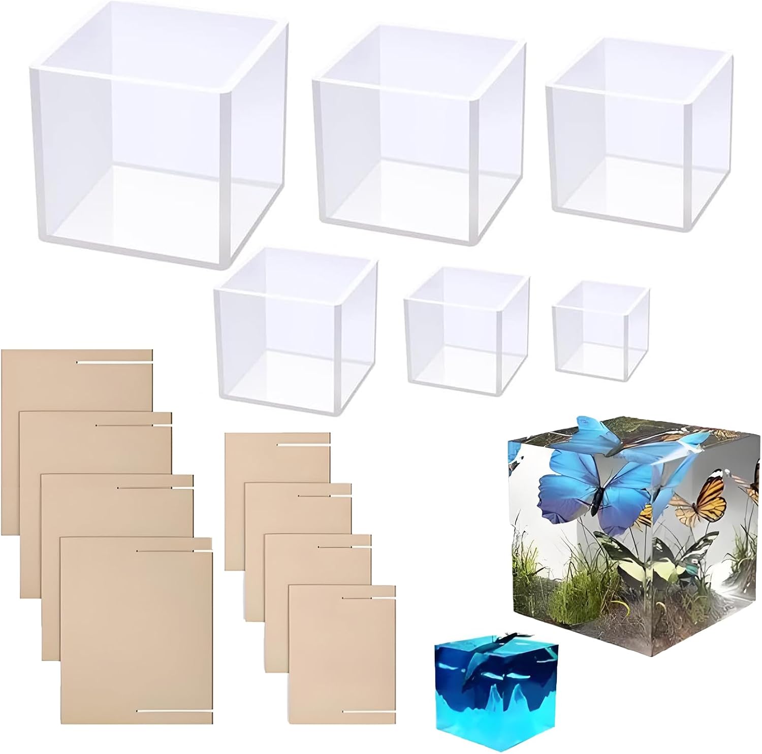 Clear Silicone Cube Molds, 6 Sizes Square Epoxy Resin Casting Molds, Large Deep Transparent Silicone Molds for Resin Jewelry, Paperweight, Soap, Candle, DIY Craft Decoration