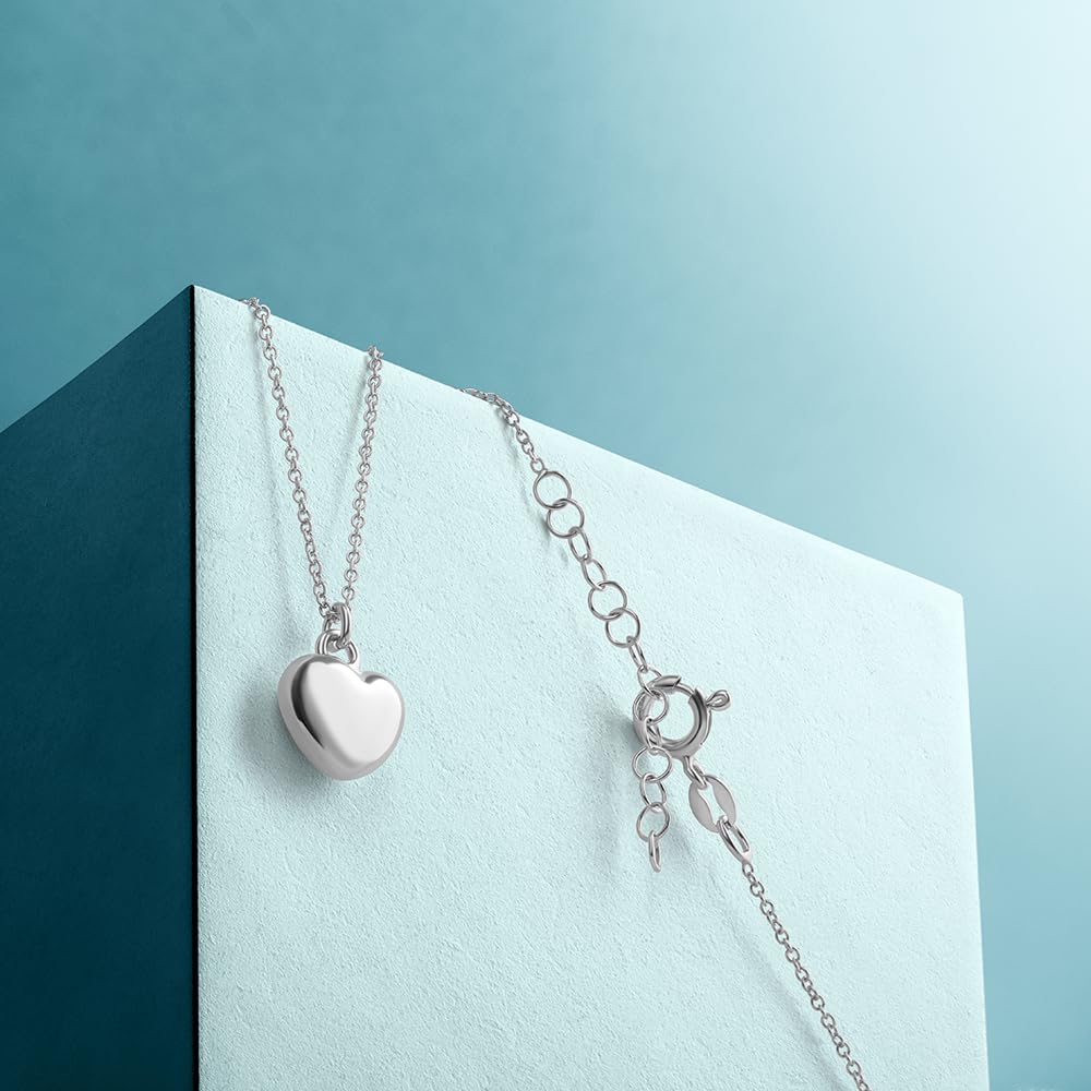 MIORE Collar Mujer Plata/Chapado en Oro 18 Quilates, Collar Corazón, Colgante Mujer de Corazón, 45cm Cadena Plata, Joyería Hipoalergénica Hecha a Mano en Italia, Joyas con Joyero