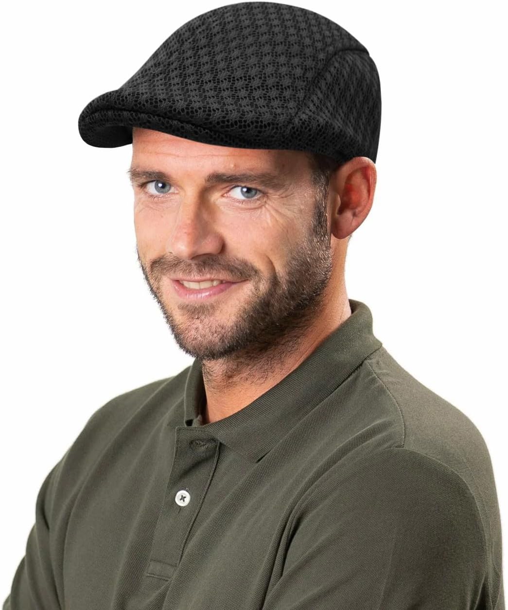 Xinveen 2 Pack Men's Mesh Cap Breathable Summer Newsboy Hat Beret Ivy Cap Irish Hiking Fisherman Hats