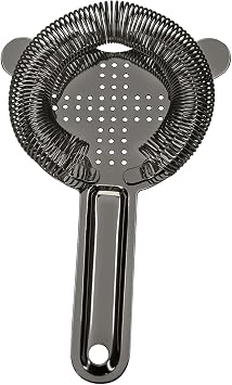 Black Cocktail Strainer, Stainless Steel Bar Strainer, Bar Tool Drink Strainer with Wire Spring for Professional Bartenders and Mixologists 1, Black