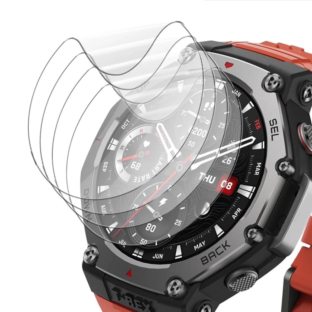 5pcs Hydrogel Film Screen Protector for Amazfit T-Rex 3 48mm Smartwatch Flexible Transparent Protective TPU Film High Definition [Touch Sensitive]