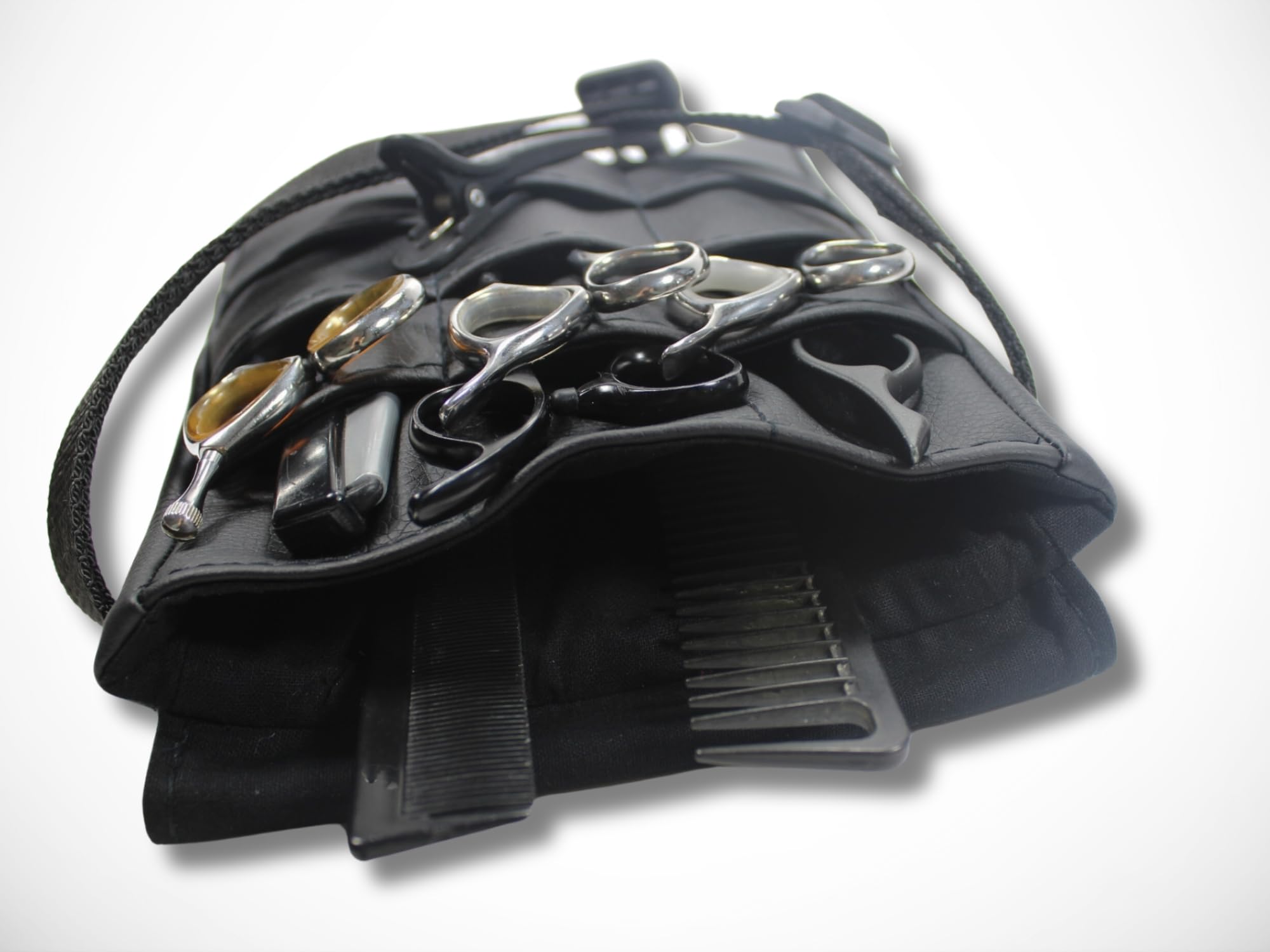 Kunstleder Friseurtasche Schwarz Friseur Werkzeugtasche Scherentasche Friseurgürtel Friseurschere Salon