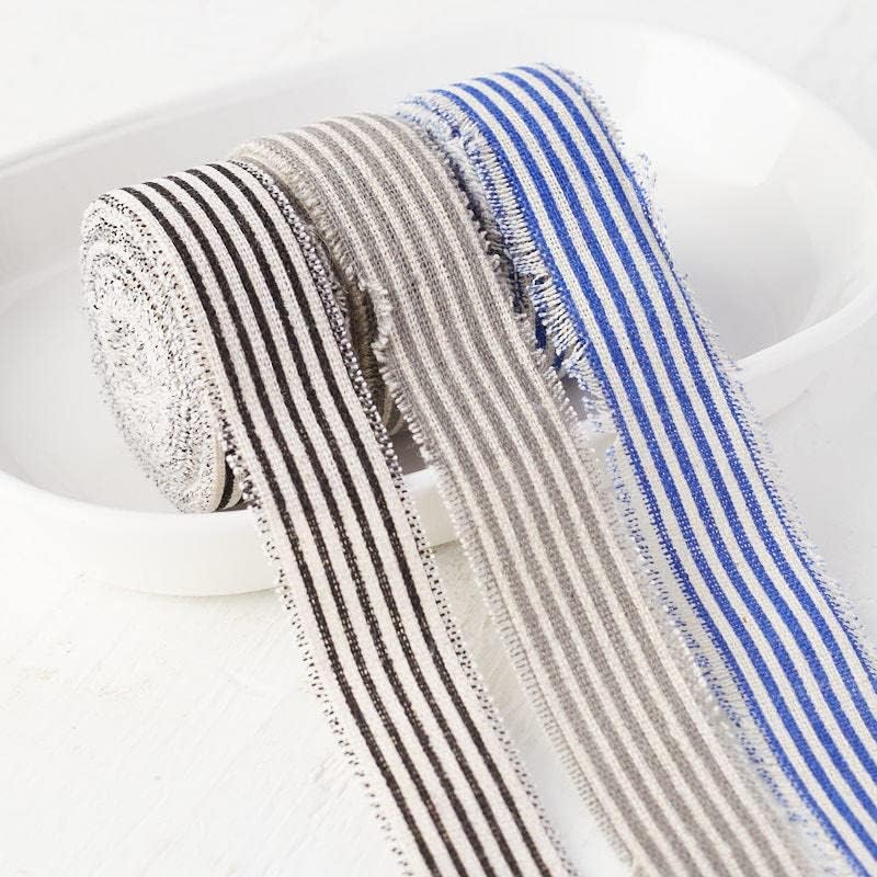 Group of 5 Striped Linen Ticking Ribbon Assortment for Primitive Bows and Projects by Factory Direct Craft (1 Inch W)