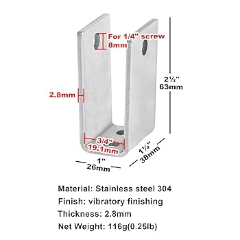 Fanmao 8 Pcs 4 Hole U-Shape Bracket for 3/4