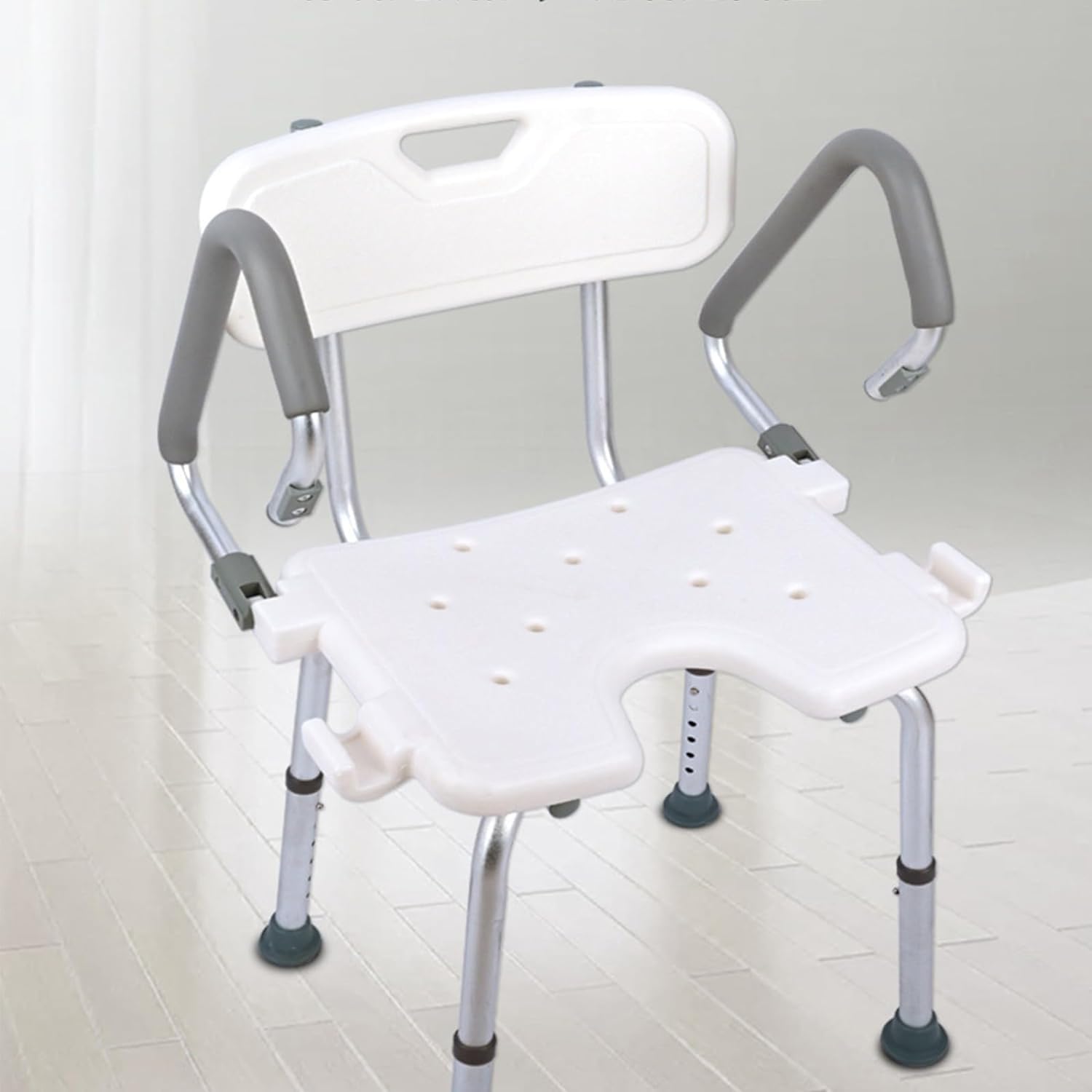 Asientos de Ducha en Forma de U con reposabrazos y Respaldo abatibles, Ajustables en Altura, Silla de bañera, Asiento de baño Antideslizante for Personas Mayores, Ancianos y discapacitados(A)
