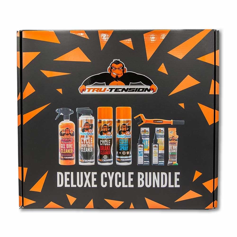 Tru-Tension Deluxe Cycle Bundle - Complete Bicycle Cleaning Solution with Bike Chain Cleaner, Disc Brake Cleaner, MTB Chain Lube, and Chain Cleaning