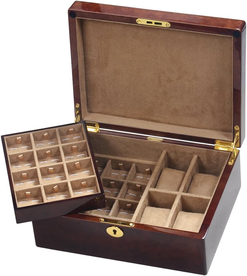 Camphor Burl Wood Gents Valet Box