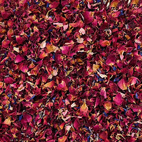 Natural 100% Biodegradable Confetti Wedding | Premium Dried Flowers | Eco Friendly Dried Rose Petals Bag | Includes dried lavender and blue cornflower | Dried flowers for wedding table confetti kit.