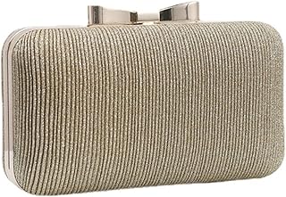 Glitter Womens Evening Clutch Bag Wedding Party Purse Handbag Bow Lock Shoulder Bag
