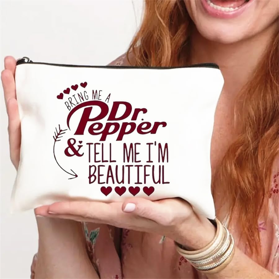 Dr Pepper Humor Themed Canvas Toiletry Bag,Minimalist Design,Lightweight Cosmetic Pouch with Durable Zipper Closure,Versatile Makeup Case for Travel, Holiday Gift Multipurpose Organizer - Image 5