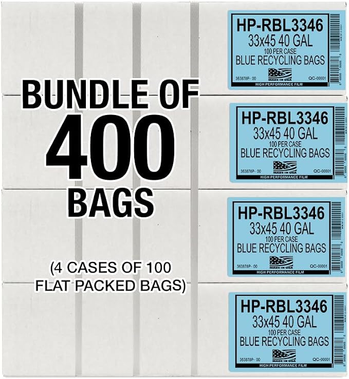 Aluf Plastics bolsas reciclaje azules 33x46 pulgadas x400 miniatura 6