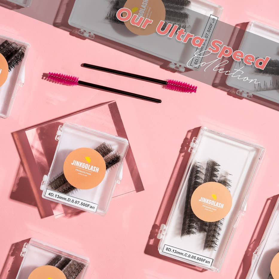 Miniatura 7 de JINKGOLASH 500 extensiones de pestañas Promade 4D a 16D no prefabricadas abanicos de pestañas Ultra de 0030050003in de grosor pestañas rizadas C D