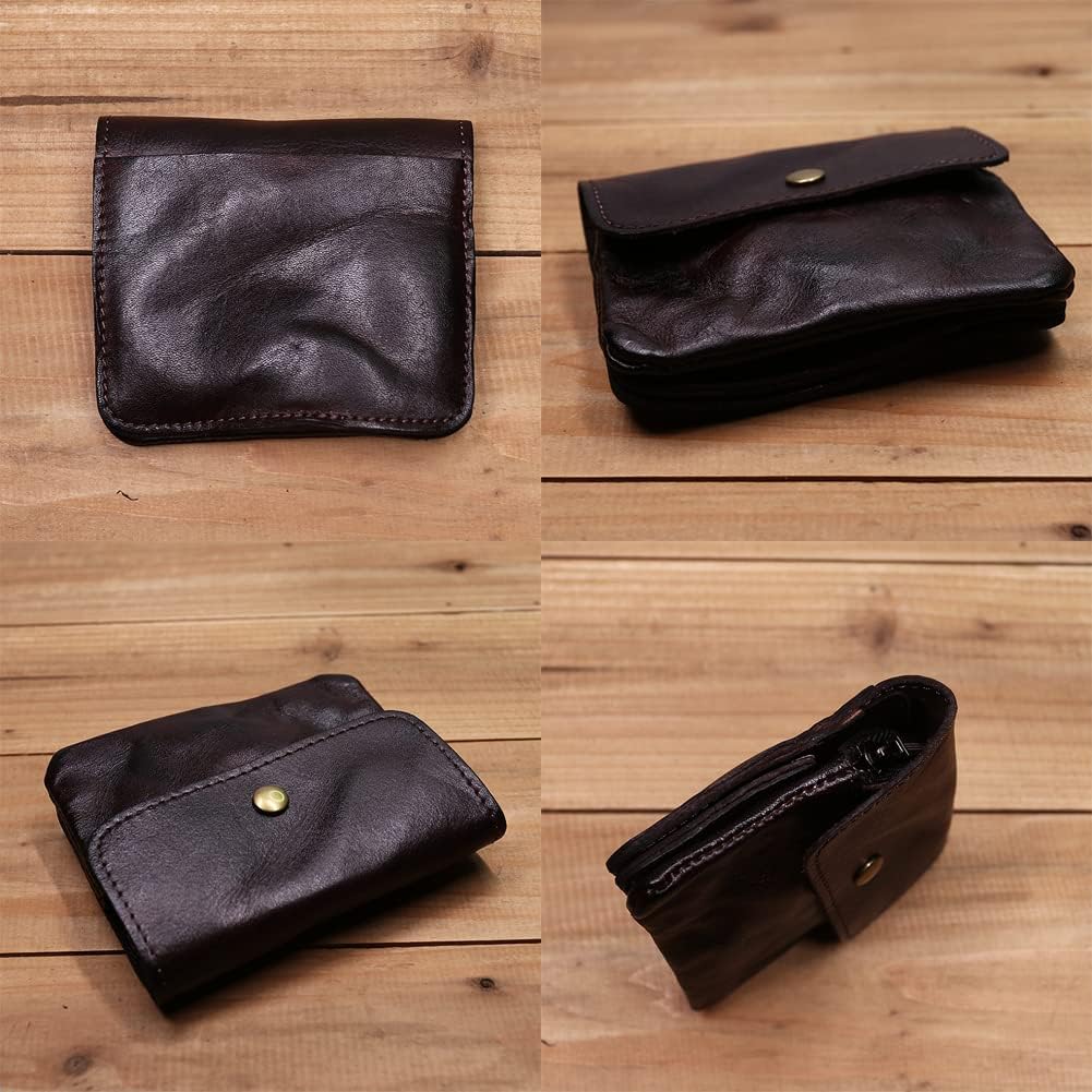 1 Pcs Leather Zipper Coin Purse Wallet With Card Slots,Snap Leather Coin Pouch, Coin Organizer, Change Holder,Card Case, Leather Zipper Storage Bag for Men & Women - Image 7