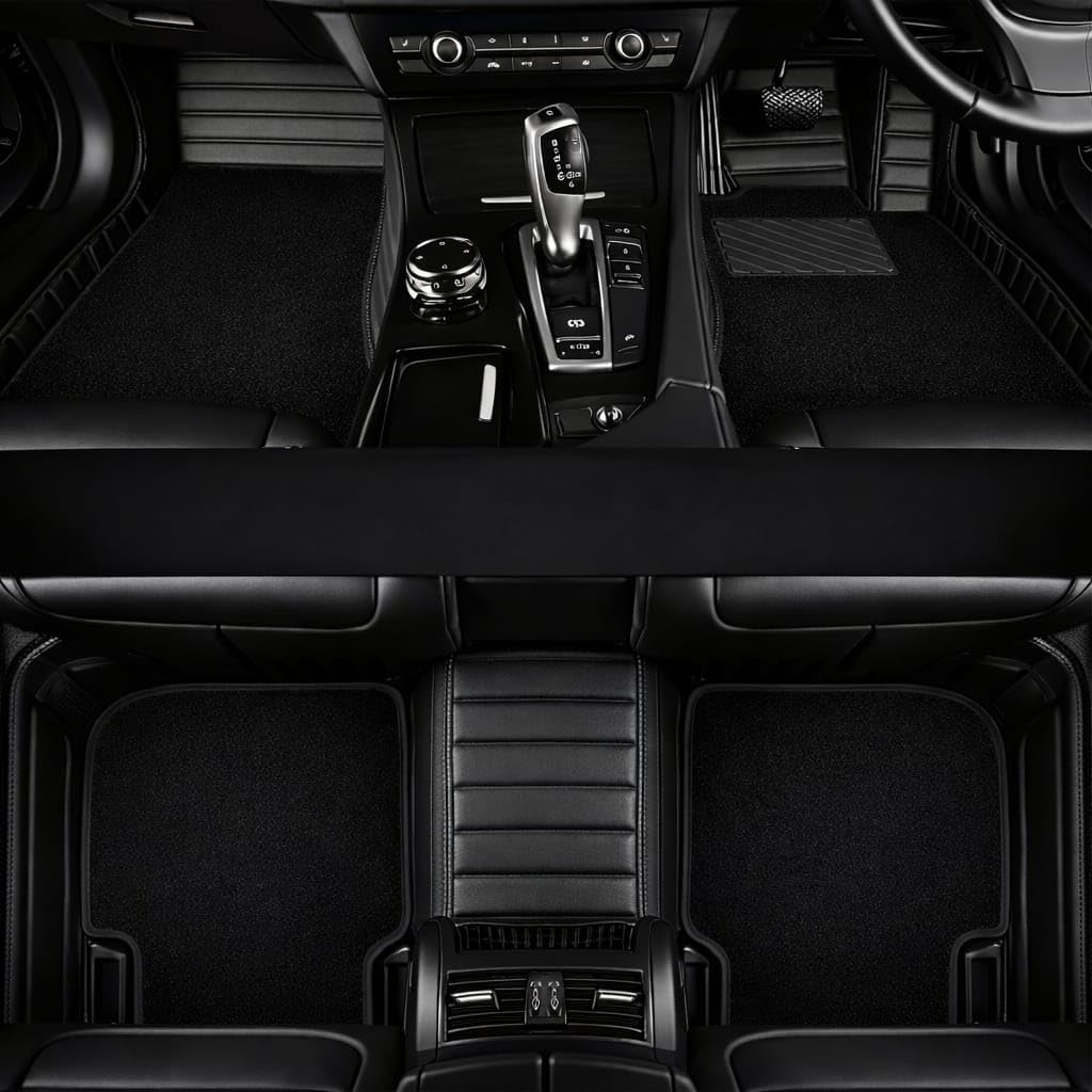 10D Luxury Car Foot Mat for Audi A4 Model (2014-2024) | Waterproof | Antislip Mat | PU Leather | Full Coverage | All Weather | Custom Fitted Car Floor Mat - Black