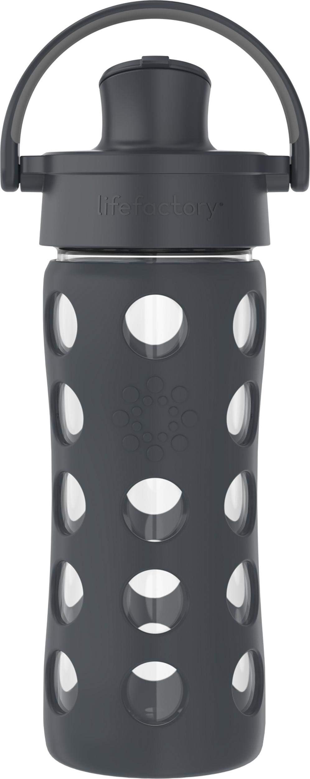 Lifefactory 12oz Active Flip Cap, Carbon Glass Water Bottle
