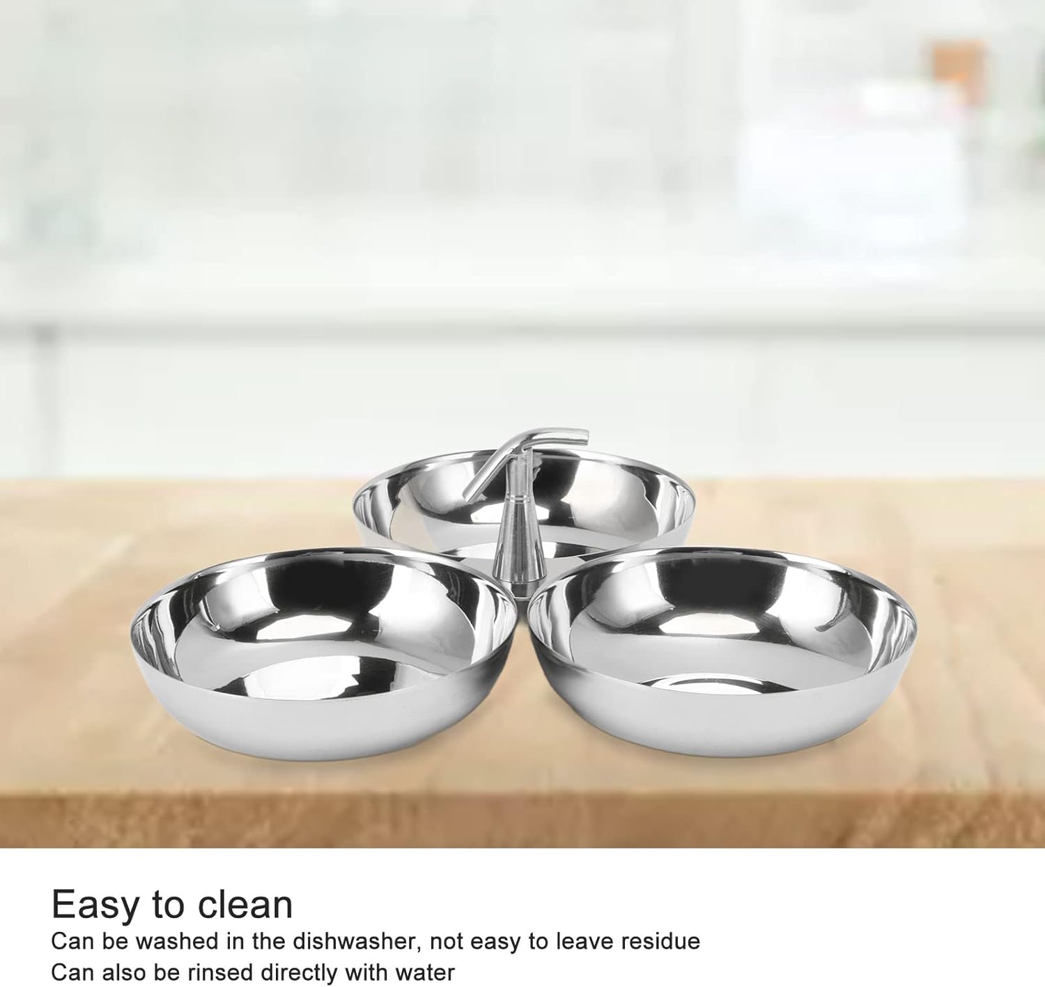 Yosoo Health Gear 304 Stainless Steel Snack Plate Durable Easy to 3 in 1 Safe Fruit Plate for Nut Candy (Type 1)