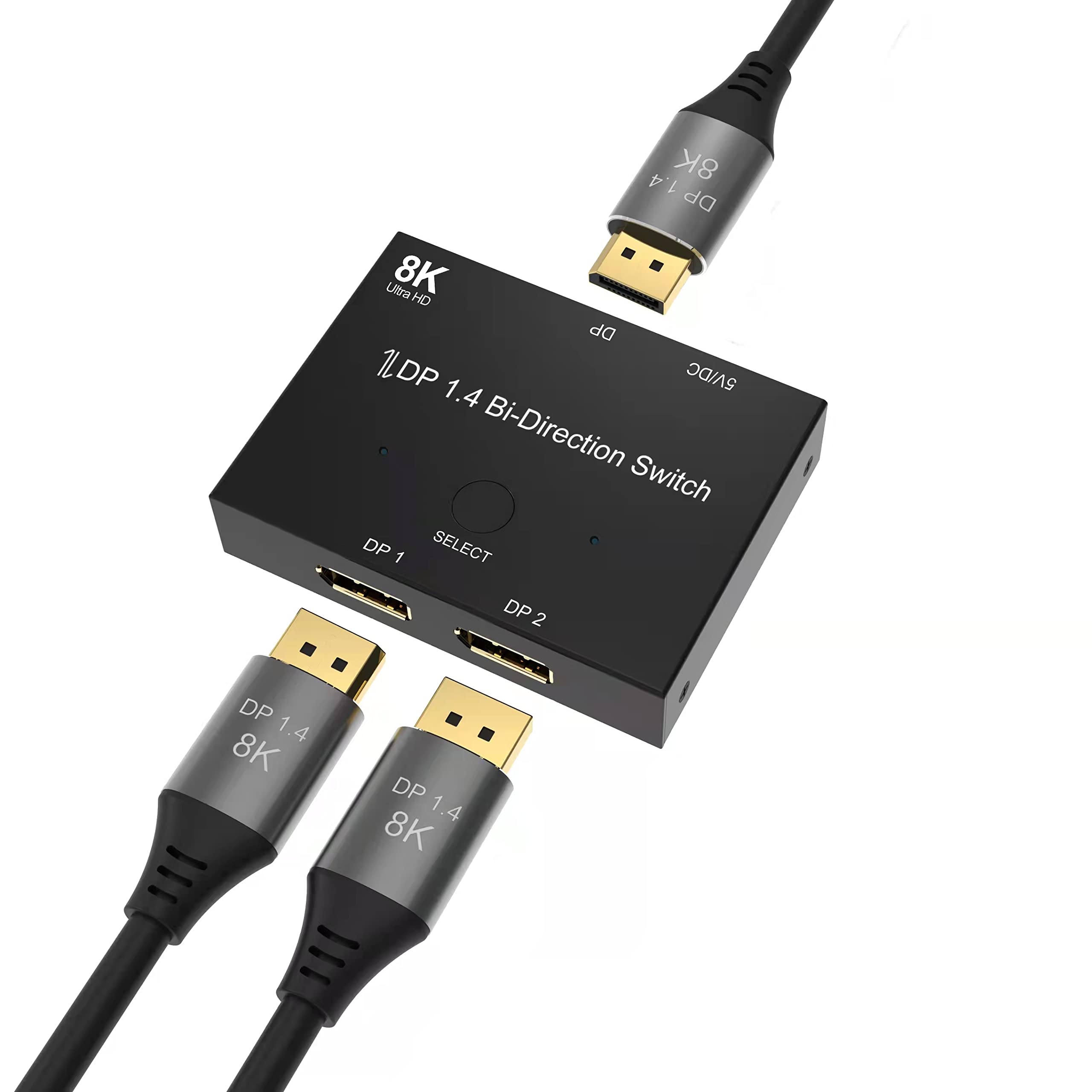 JupptElectronics Displayport Switch, displayport Cable 1.4 displayport Switch 2 in 1 Out @30Hz 4K@120Hz Splitter Converterdisplayport switchdisplayport Splitter for Multiple Sourceand displays.