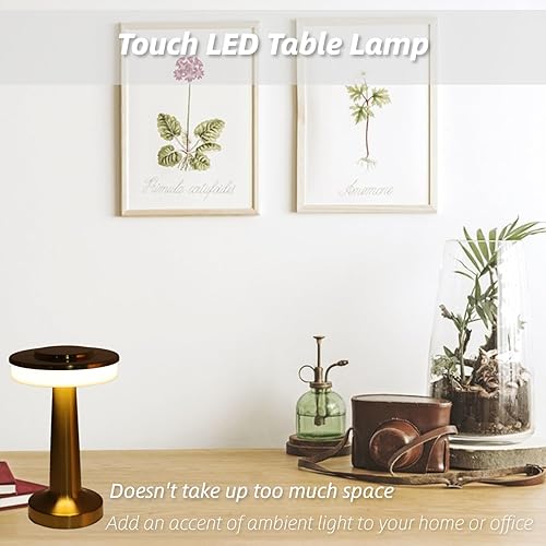 Miniatura 2 de LED portátil, control táctil, lámpara de escritorio de atenuación continua con 3 niveles de temperatura de color recargable, luz nocturna retro,