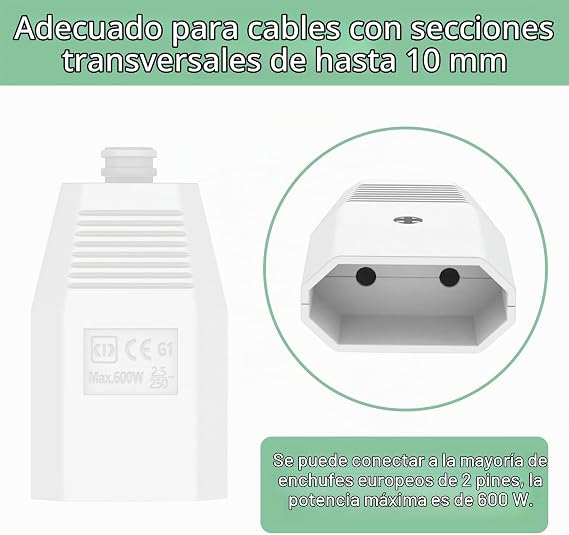 2 Pieces Female Plug Socket for Cable 250 V/10 A Schuko Female Plug