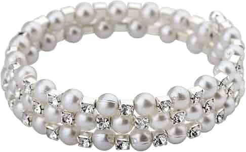 Amazon.com: MYOSPARK Multi Layers Pearl Rhinestone bracelet