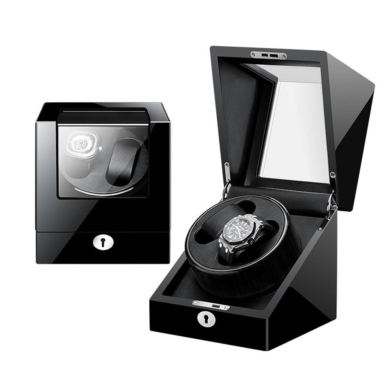 MYUYEE Watch Winder Box For Automatic Watches Double Watch Winder With Quiet Japanese Motor Ac Or Powered Wood Shell Piano Paint Exterior (E)