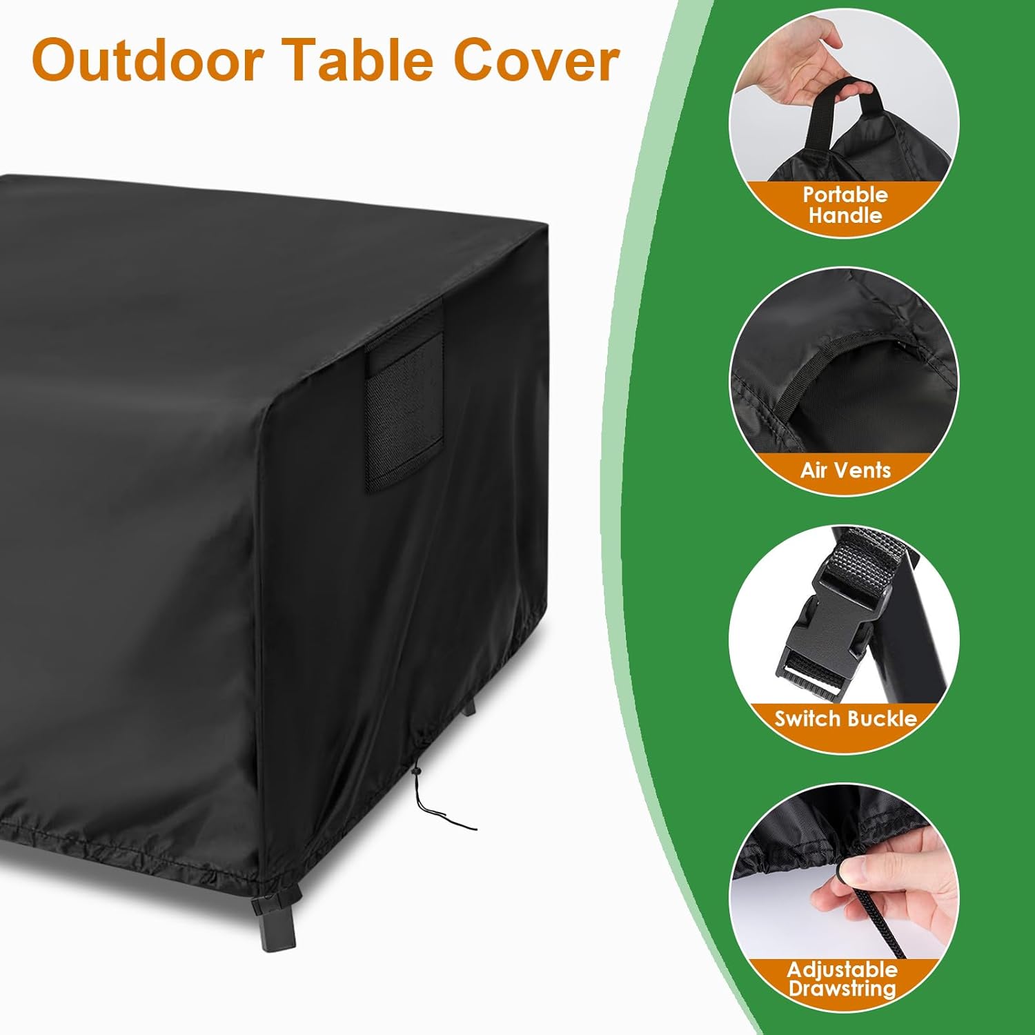 Outdoor Table Cover Square 24 inch Patio Table Cover Waterproof Patio Furniture Covers Rectangular for Outside Small Table and Chair Sets, Fire Pit, Coffee Table, Ottoman-24"L x 24"W x 28"H