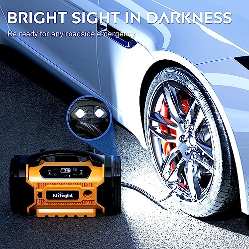 Nilight 50205A Portable Air Compressor Tire Inflator Ac/Dc Dual Power Sources Tire Pump 160Psi Dual Motors Fast Inflate Auto Shutoff Air Pump thumb #7