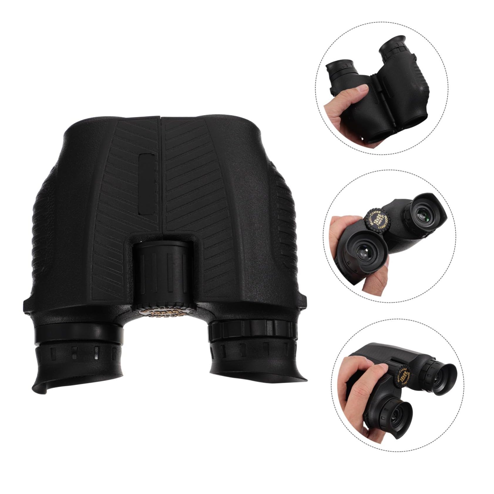 Tofficu Binocolo Compatto 12x25 Nero in Gomma Grande Oculare e Vista Larga per Concerti e Birdwatching, Resistente All'acqua e Comodo da Usare