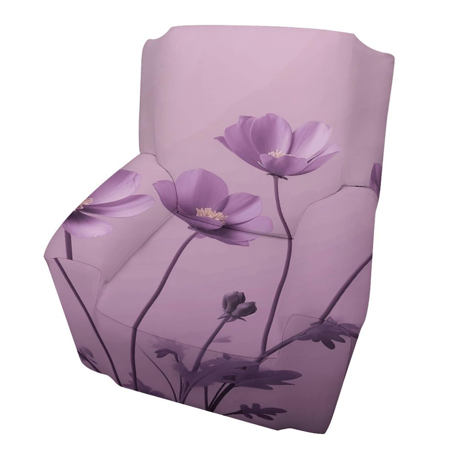 Fodpand Style Flowers On Purple Background Sofa Cover Soft 1 Seater Sofa Slipcover For Pets Washable,Couch Cover With Elastic Straps Furniture Protector
